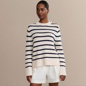 NWOT Jenni Kayne Grace Crewneck Cashmere Sweater Navy Stripe XS